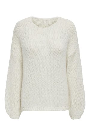 Only - Onlnordic Life Ls O-Neck Knt - 4514810 Snow White