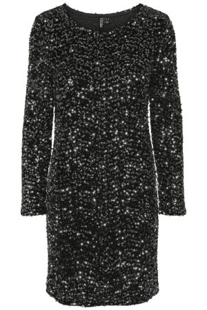 Pieces - Pckam Ls New Dress - 4617674 Black Black Sequins