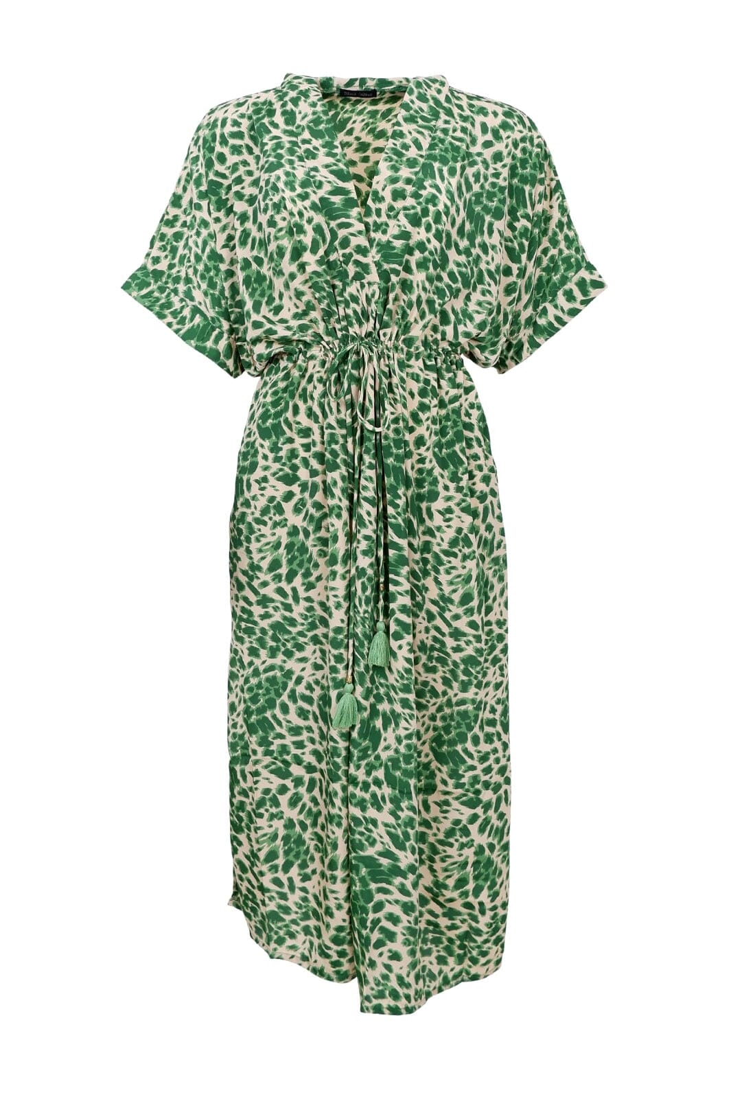 Forudbestilling - Black Colour - Bcluna Kaftan Tie Dress 39214 - Green Leo