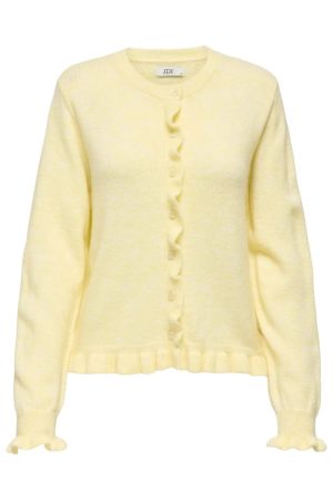 Forudbestilling - JDY - Jdyletty L/S On Frill Cardigan Knt - 4938321 Pastel Yellow Melange