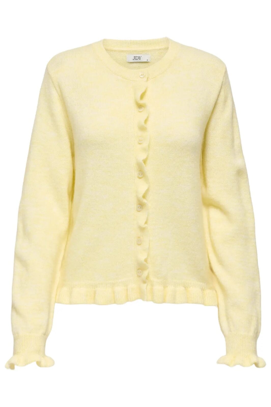Forudbestilling - JDY - Jdyletty L/S On Frill Cardigan Knt - 4938321 Pastel Yellow Melange