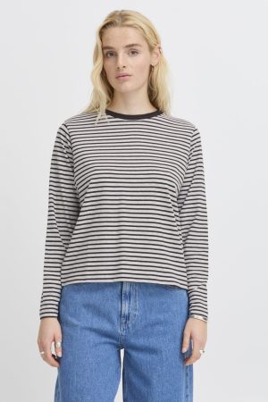 Ichi - Ihmira Loose Ls3 20122519 - 204128 Grey Melange W. Black på udsalg