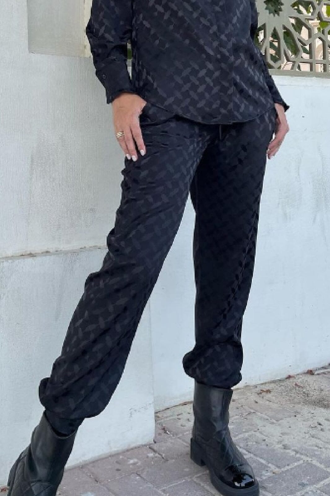 karmamia-cora-pants-black-keffiyeh-jacquard_0.jpg Karmamia - Cora Pants - Black Keffiyeh Jacquard