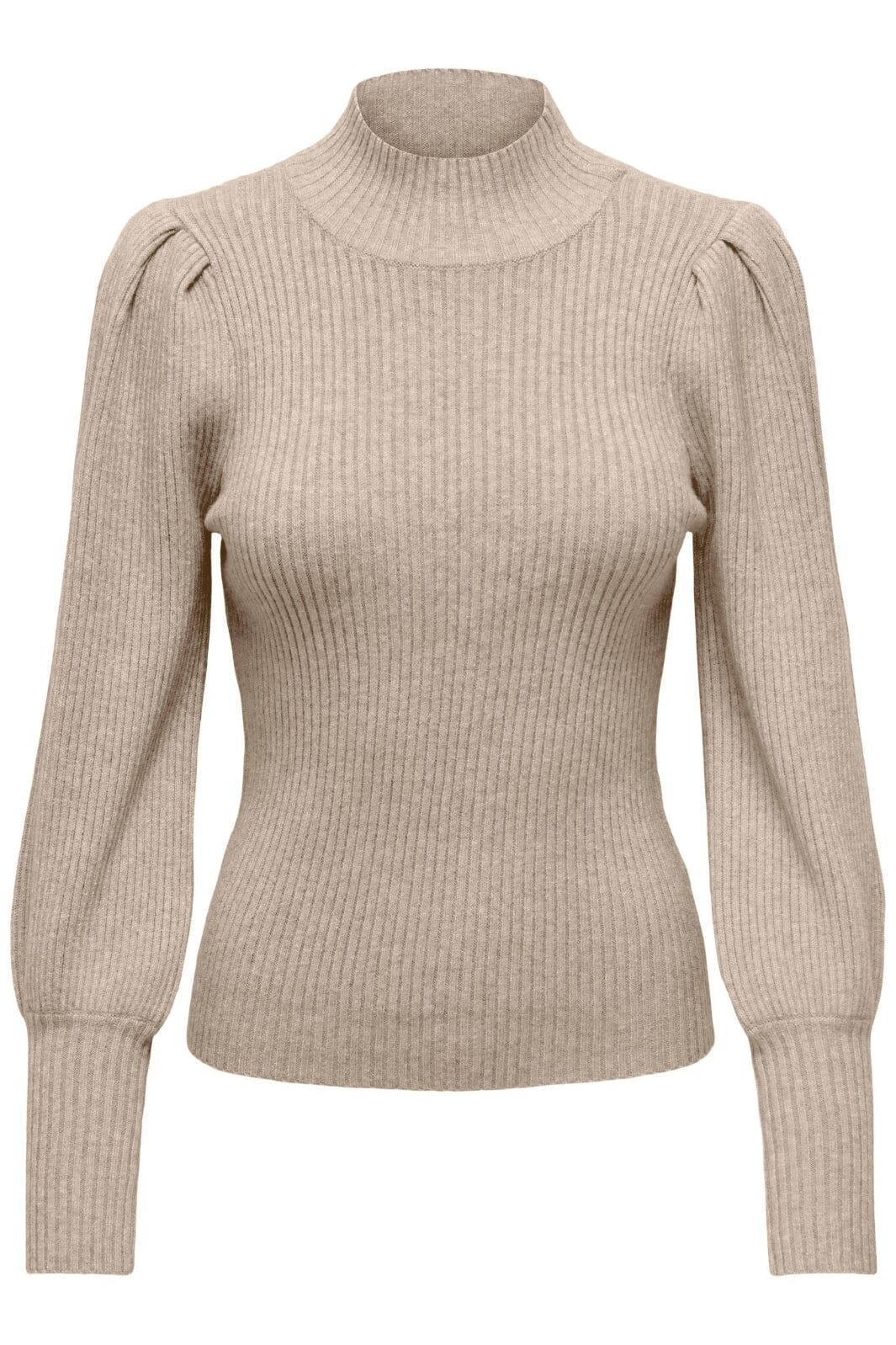 Only - Onlkatia L/S Highneck Pullover Knt - 4345012 Mocha Meringue W. Melange
