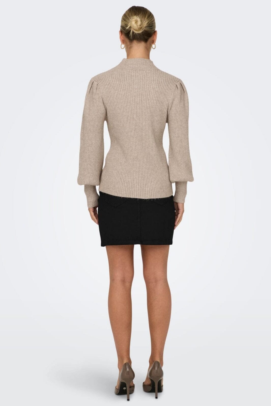 Only - Onlkatia L/S Highneck Pullover Knt - 4345012 Mocha Meringue W. Melange