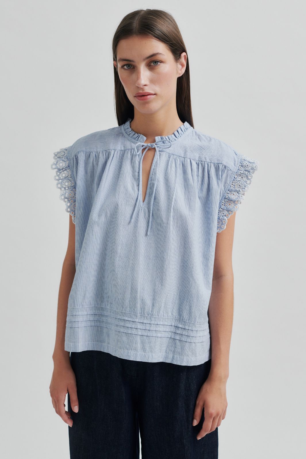 Second Female - Laure Top 59713 - Light Blue Stripe 5039 Online nu