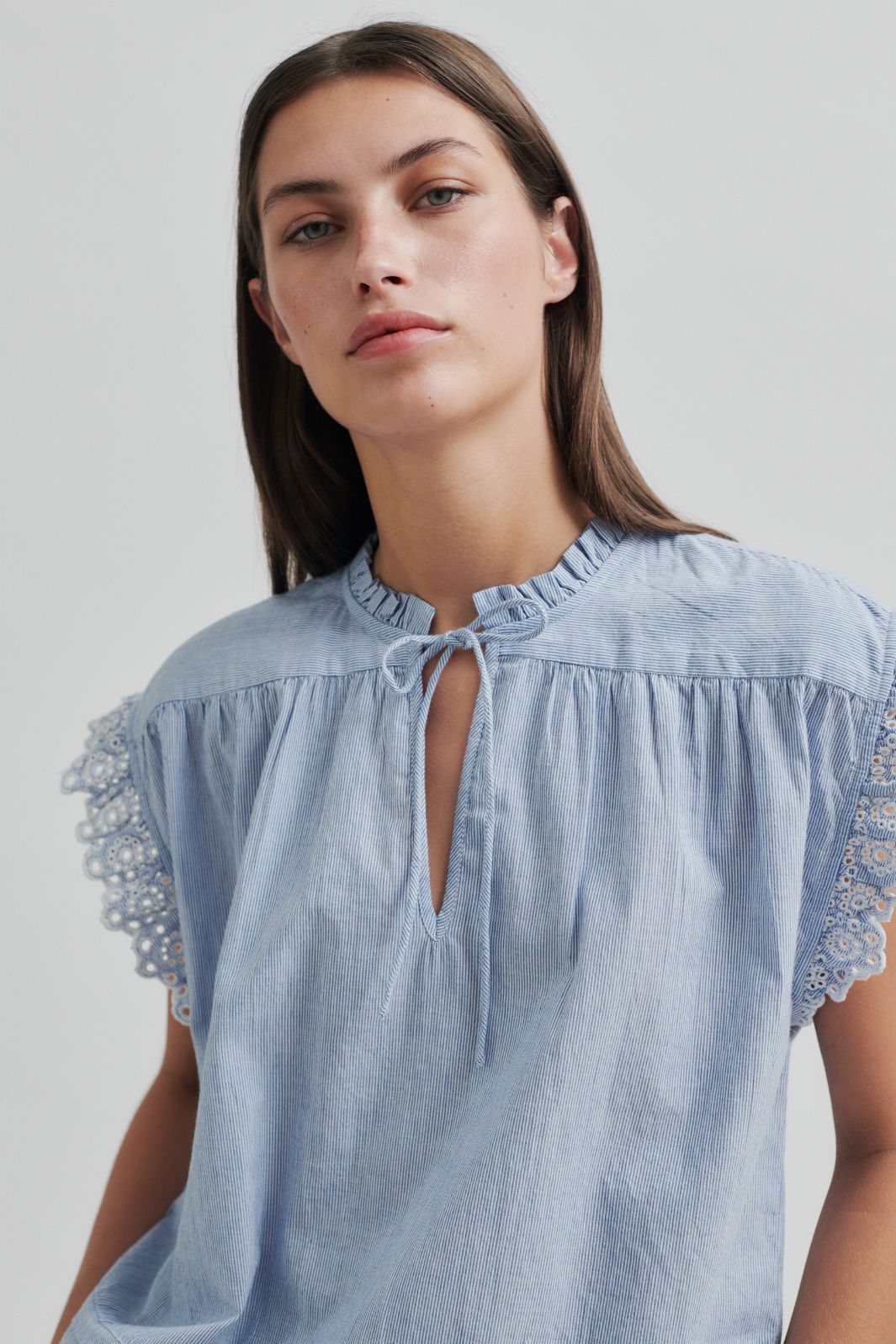 Second Female - Laure Top 59713 - Light Blue Stripe 5039 Online nu