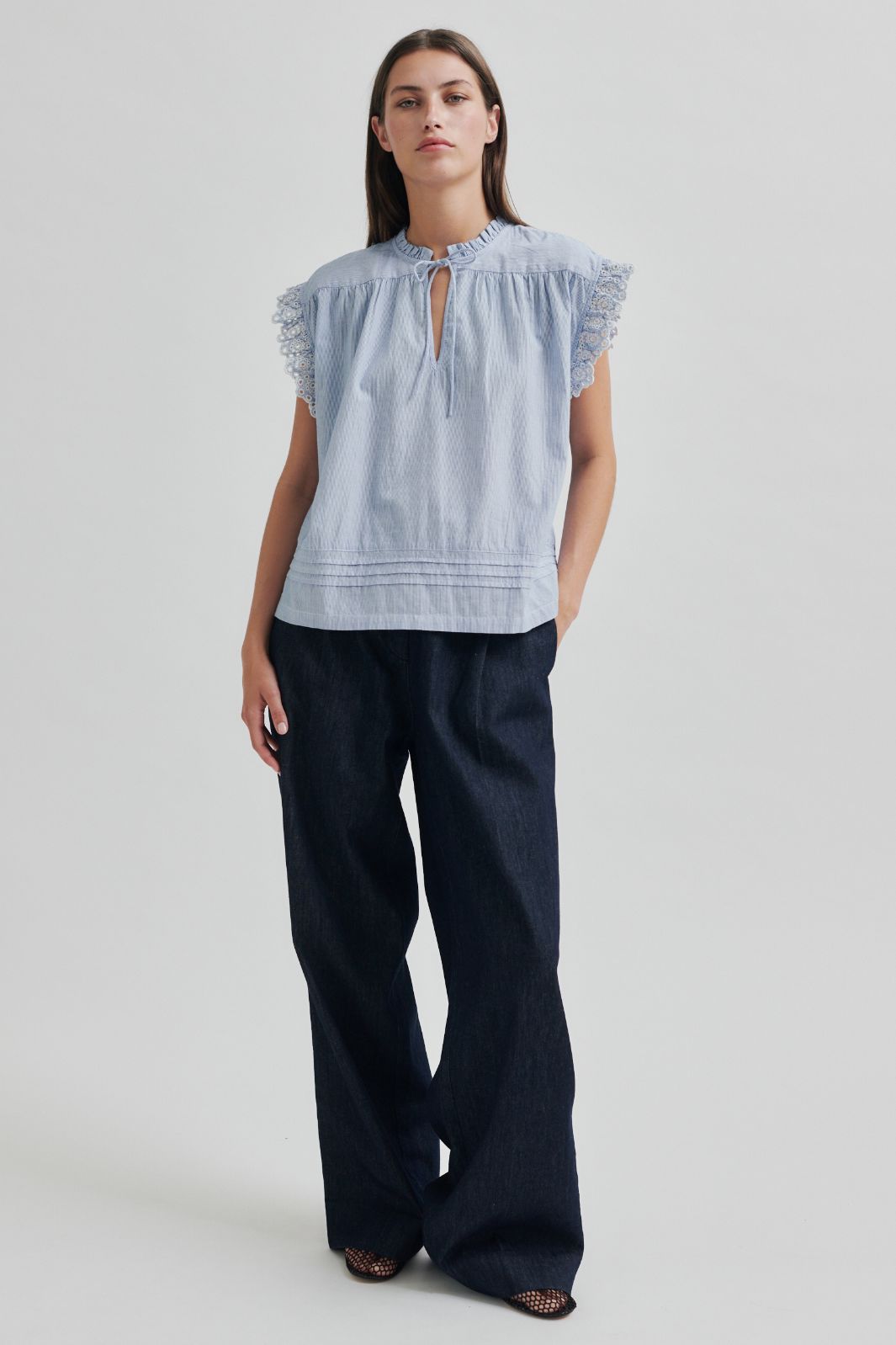 Second Female - Laure Top 59713 - Light Blue Stripe 5039 Online nu