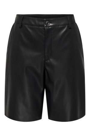Only - Onlsaga Faux Leahter Bermuda Shorts 15344346 - 4712281 - Black Udsalg