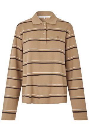 Second Female - Lovella Striped Polo Tee 60320 - Kelp 6125