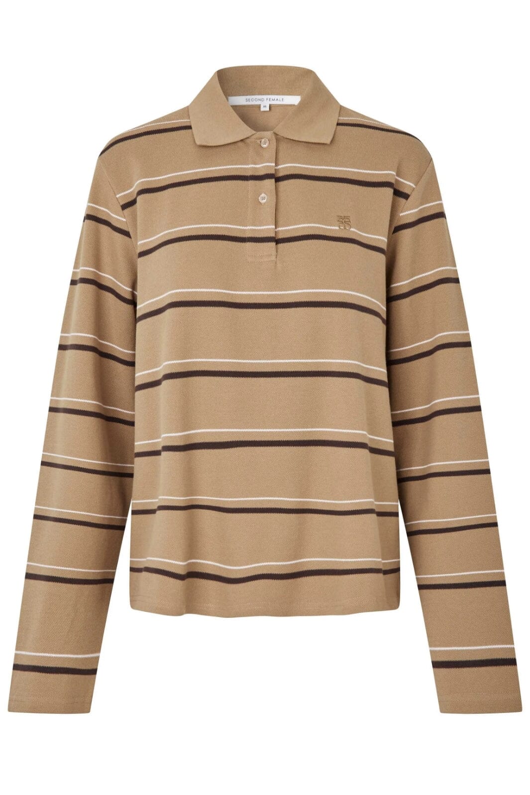 Second Female - Lovella Striped Polo Tee 60320 - Kelp 6125