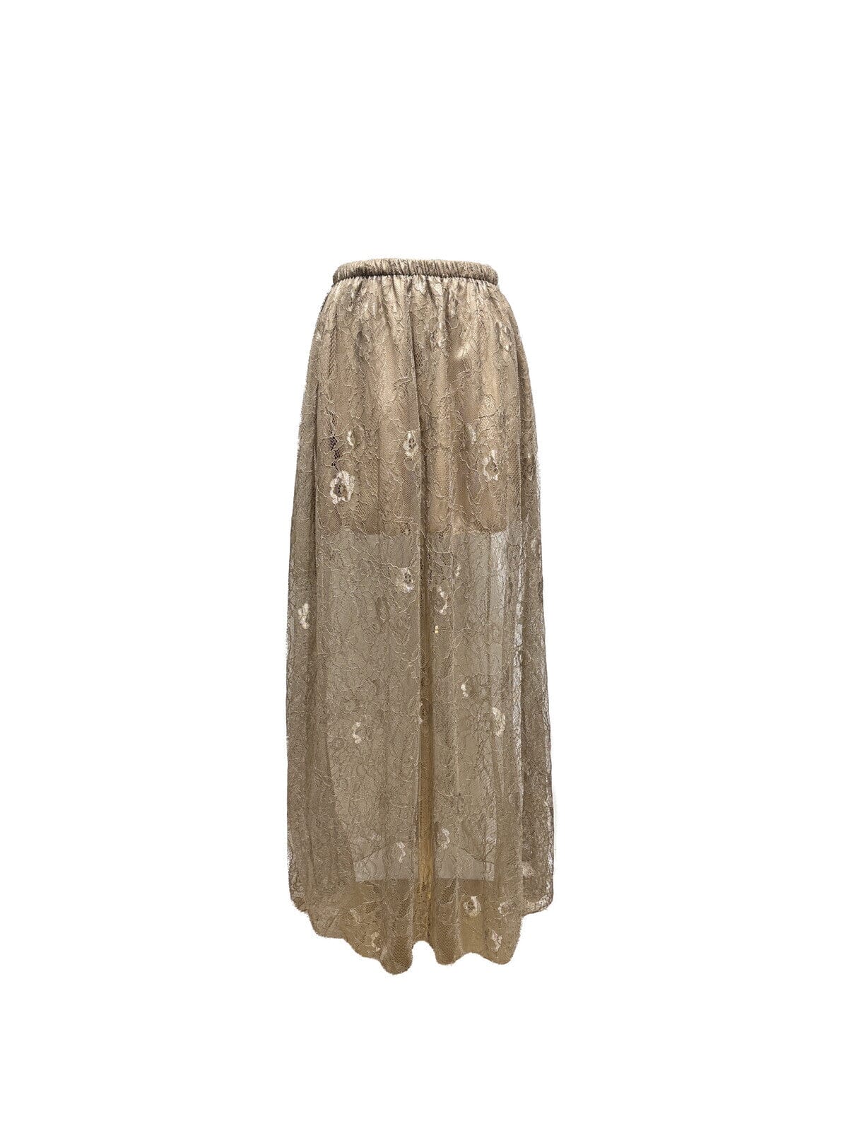 A-bee - Long Lace Skirt - Taupe Udsalg