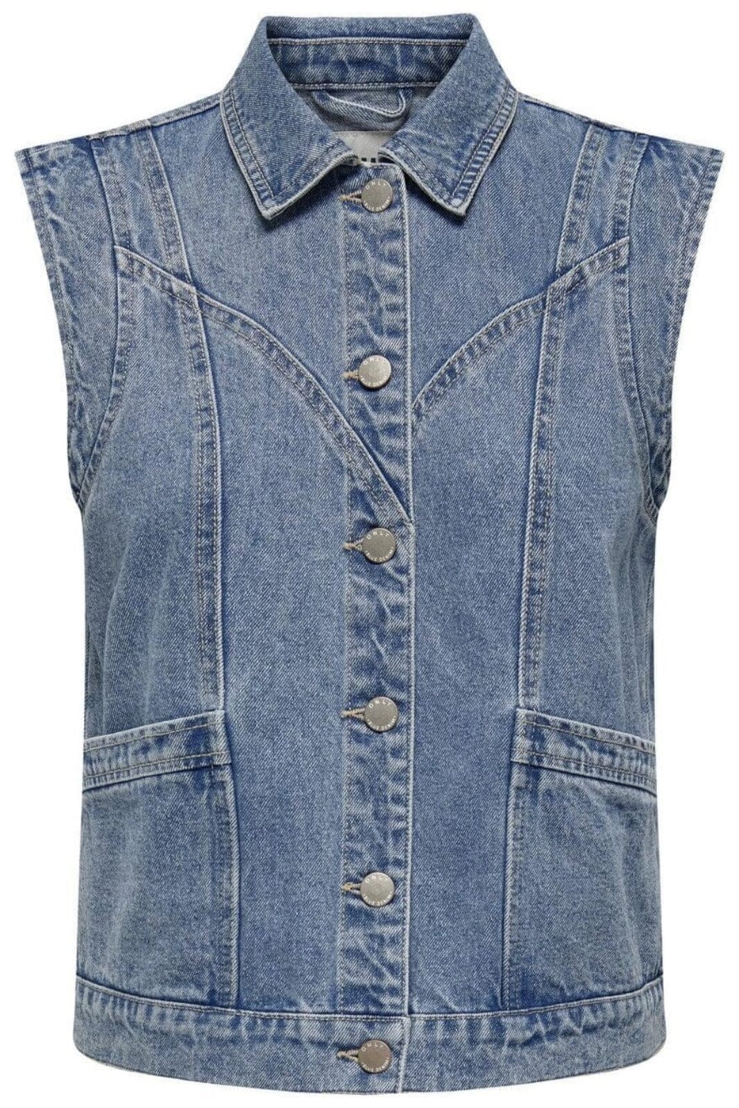 Only - Onlkennedy Sl Waistcoat - 4072086 Medium Blue Denim Rabat
