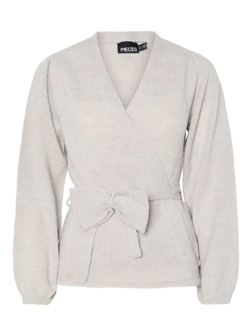 Pieces - Pcfleur Ls V-Neck Knit Cardigan Fsy - 4860356 Light Grey Melange Online salg