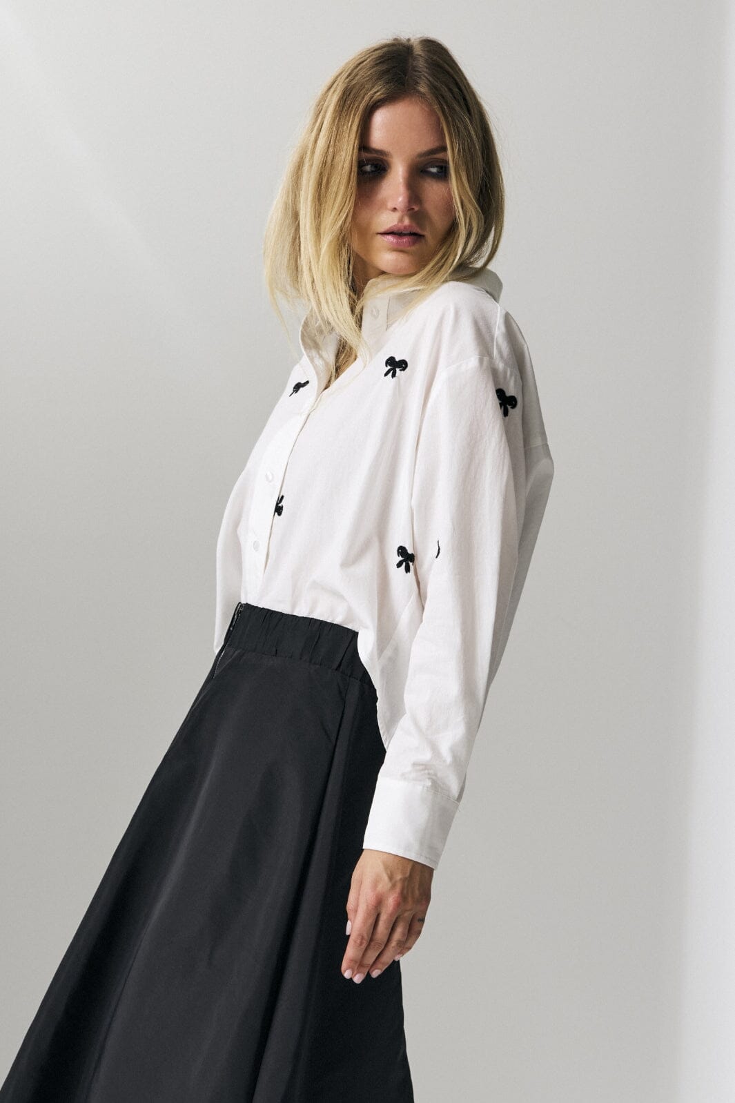 Co´Couture - Riacc Ribbon Shirt 35804 - 4000 - White Rabat