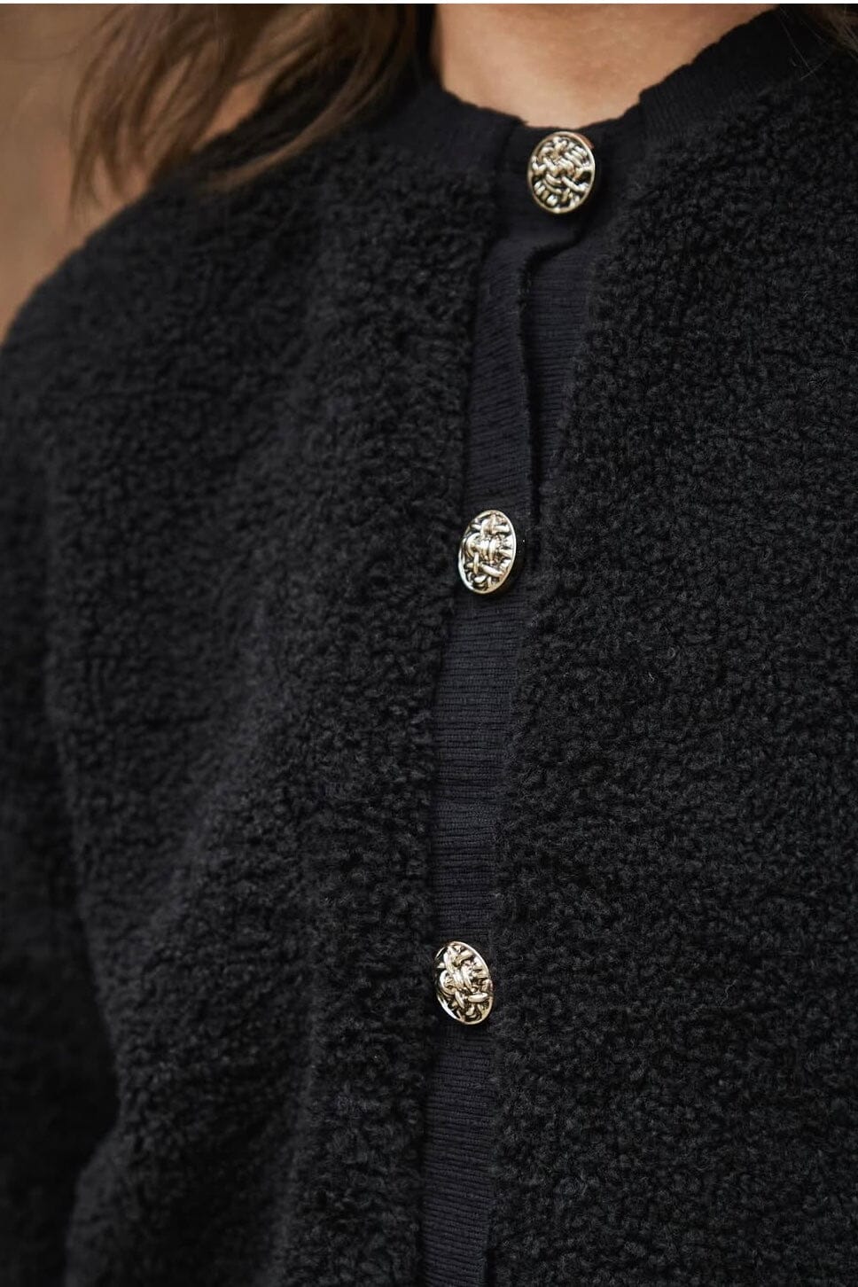 Neo Noir - Limo Fluffy Knit Cardigan 161963 - 100 - Black