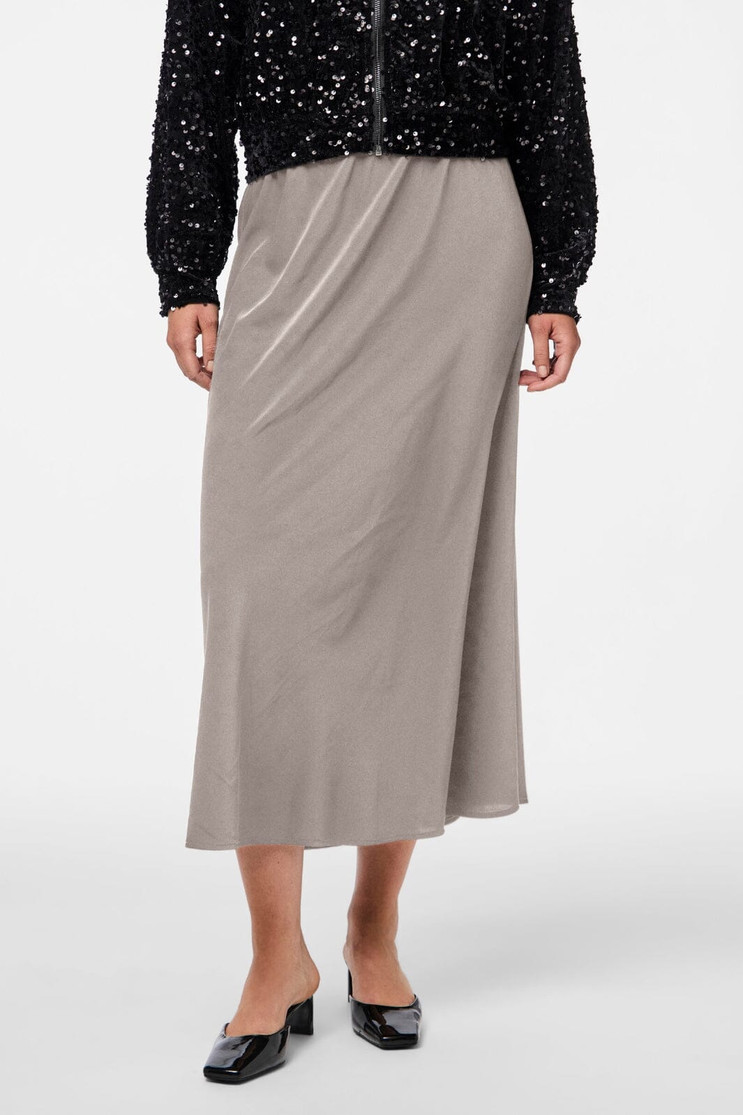 Pieces - Pcfranan Ankle Skirt - 4737104 Silver Gray Hot på udsalg