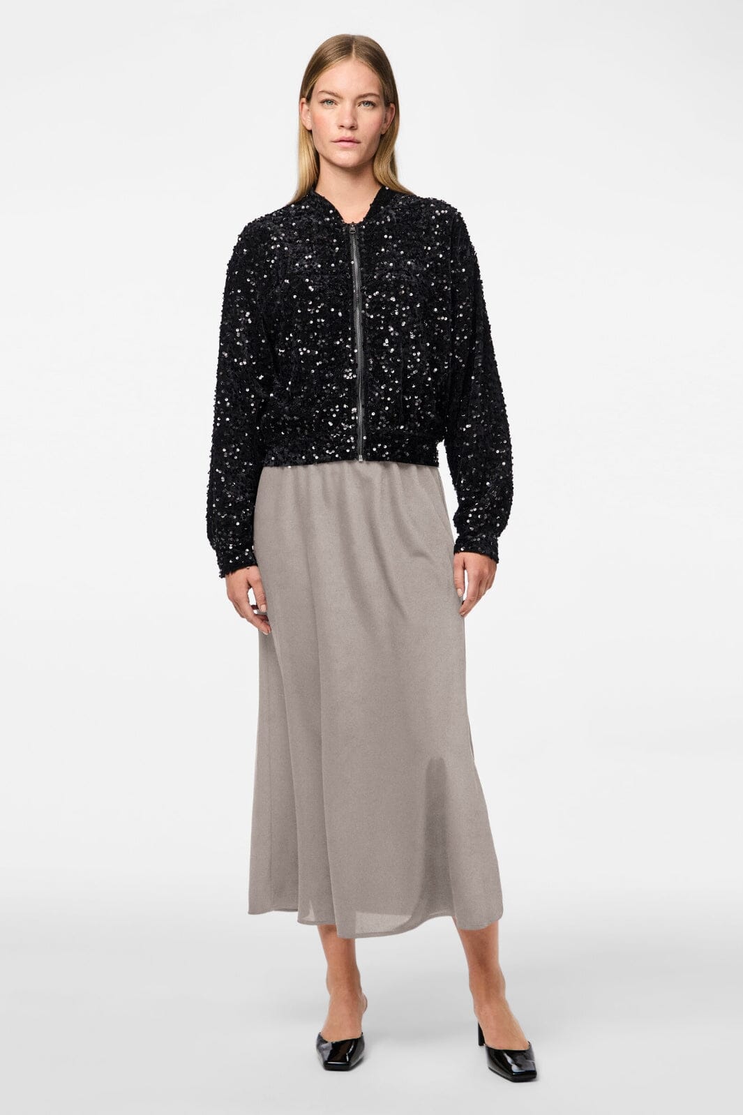 Pieces - Pcfranan Ankle Skirt - 4737104 Silver Gray Hot på udsalg