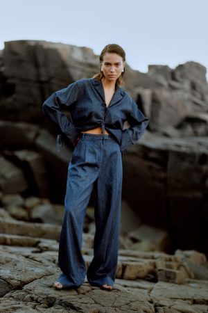 Second Female - Alluet Trousers 59671 - Dark blue denim 5998