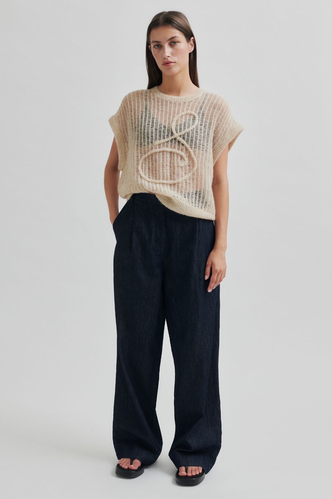 Second Female - Alluet Trousers 59671 - Dark blue denim 5998