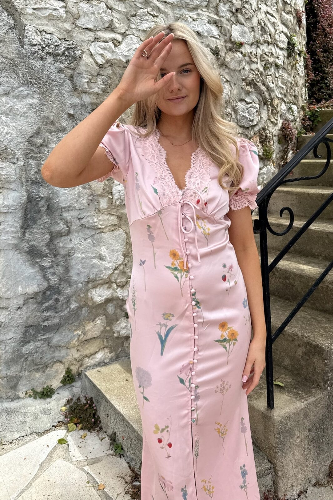 Forudbestilling - BYIC x Molly&My - Agneteic Long Dress A23810 - Pink Flower Print Hot på udsalg