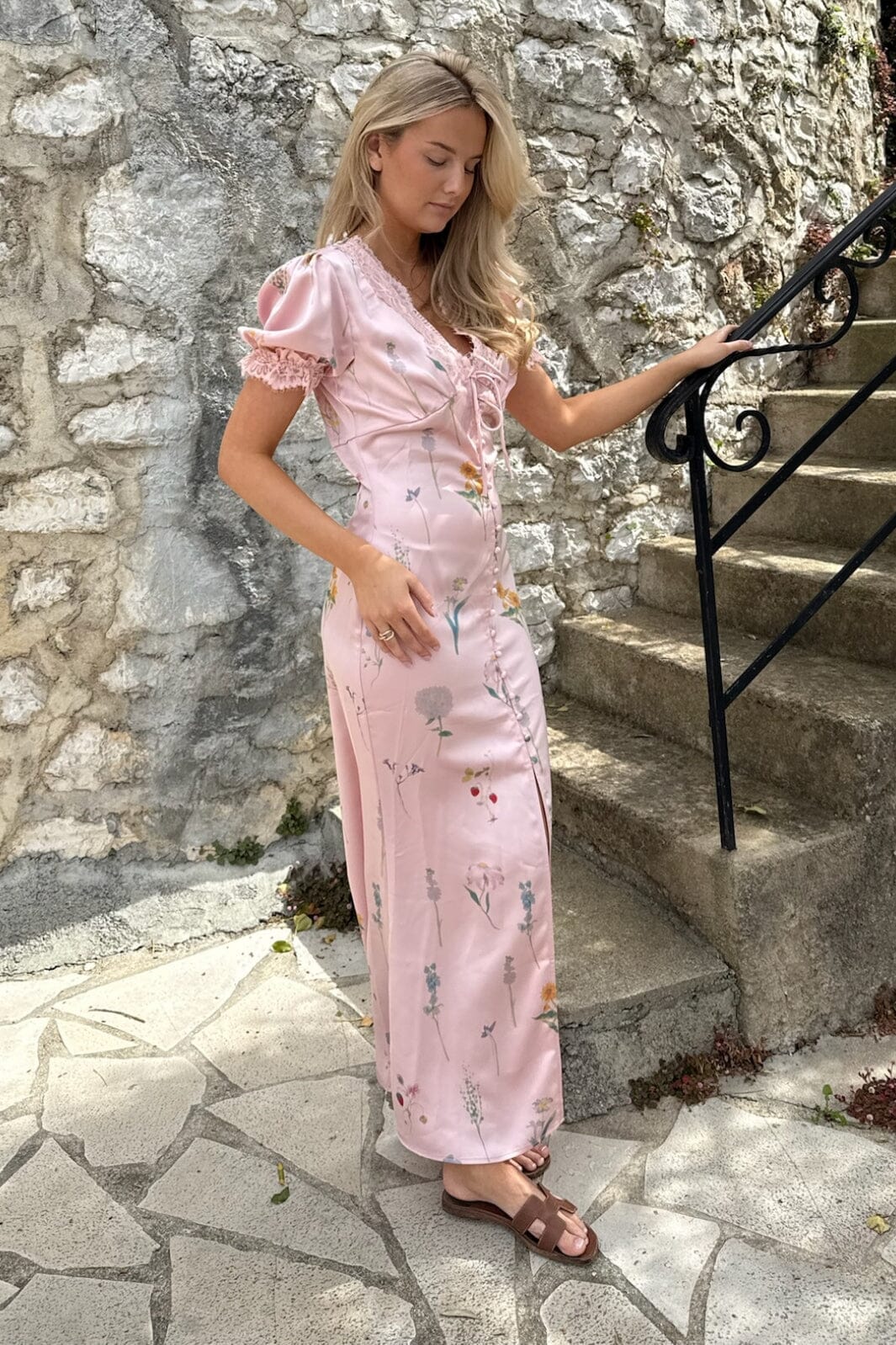 Forudbestilling - BYIC x Molly&My - Agneteic Long Dress A23810 - Pink Flower Print Hot på udsalg