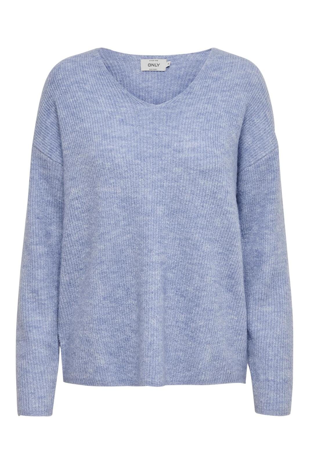 only-onlcamilla-v-neck-l-s-pullover-knt-3362111-skyway-melange_0.jpg Only - Onlcamilla V-Neck L/S Pullover Knt - 3362111 Skyway Melange Online salg