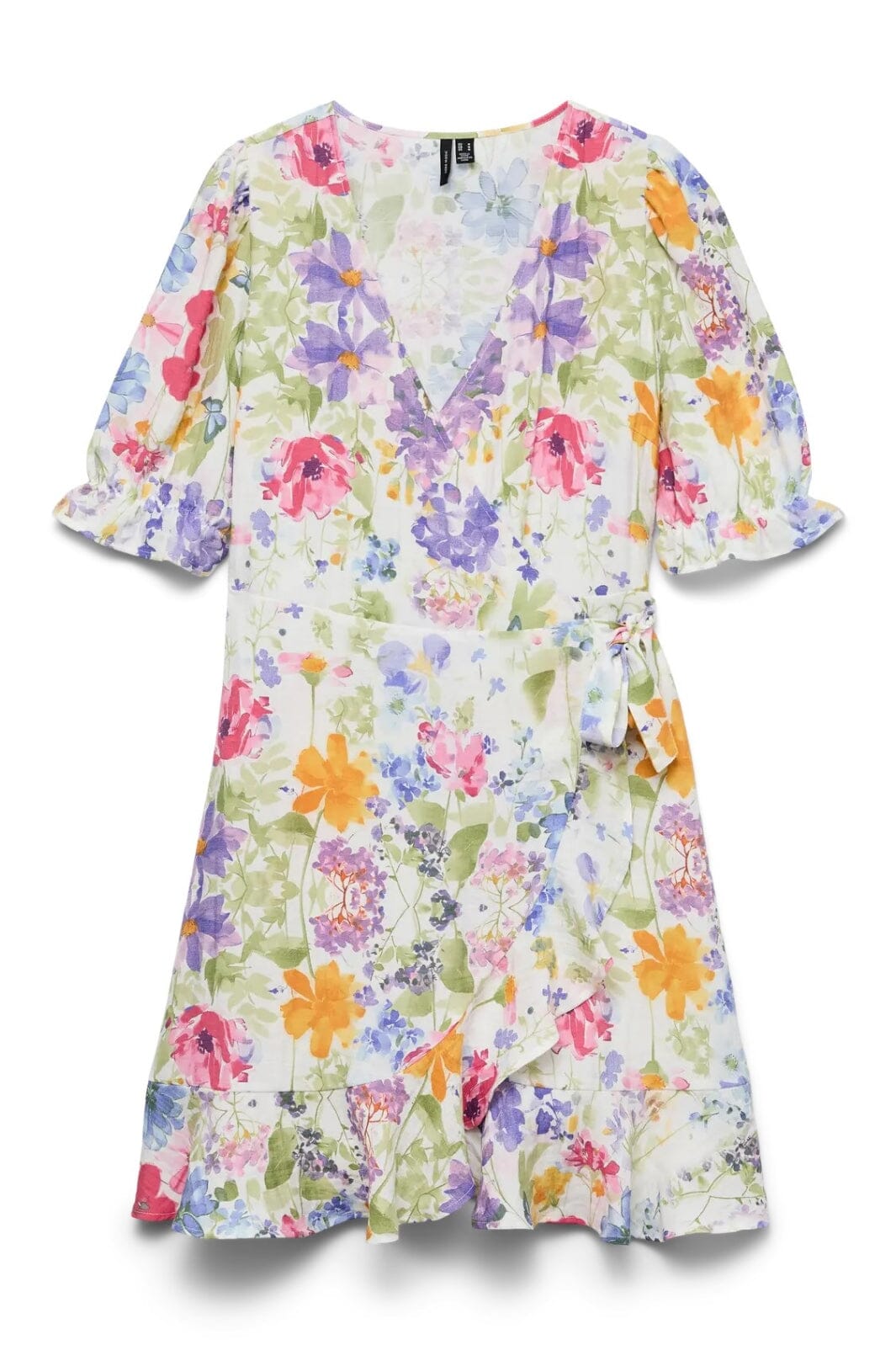 Vero Moda - Vmflora 2/4 Wrap Short Dress - 4887993 Bright White Multi Flower Online