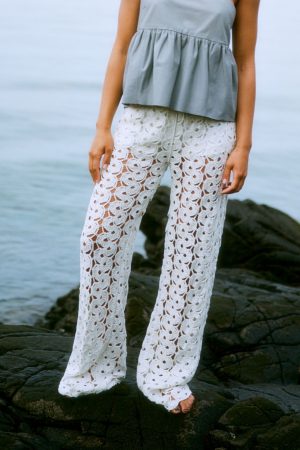 Forudbestilling - Second Female - Coralie Knit Pants 59588 - Light Grey Melange 7001 Rabat
