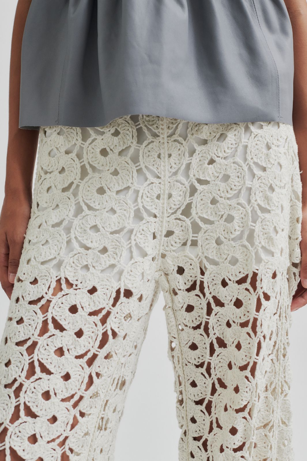 Forudbestilling - Second Female - Coralie Knit Pants 59588 - Light Grey Melange 7001 Rabat
