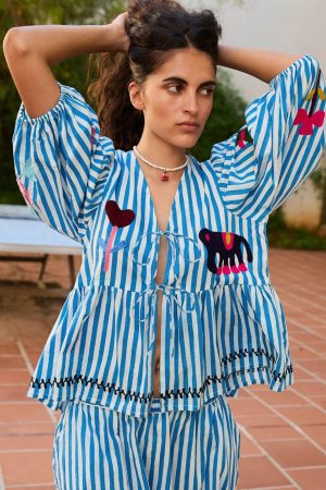 Forudbestilling - Sissel Edelbo - Vilja Top SE 1640 - Blue Stripes