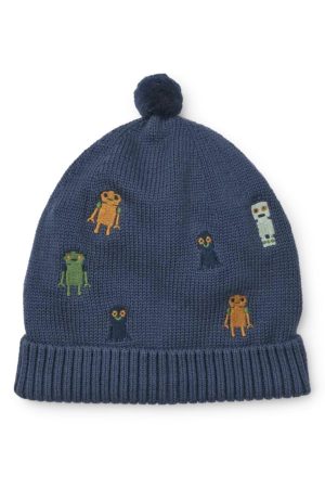 Liewood - Aster Beanie - Robots / Indigo blue