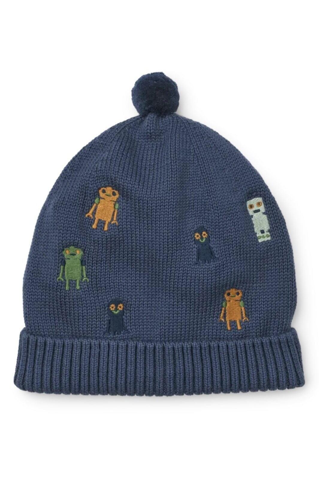 Liewood - Aster Beanie - Robots / Indigo blue