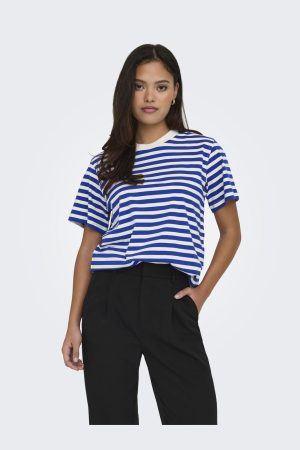 Only - Onllivina S/S Stripe Tee - 4450902 Surf The Web Cd Stripes Udsalg