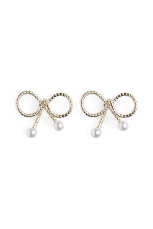 Pieces - Fpsilana Bow Earrings Plated - 4686357 Golden Colour