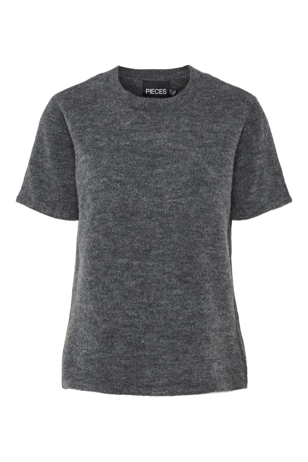 Pieces - Pcpiko Ss O-Neck Knit - 4631006 Dark Grey Melange Online Hot Salg