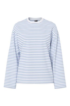 Pieces - Pcsadie Ls Top - 4640537 Cloud Dancer Cashmere Blue