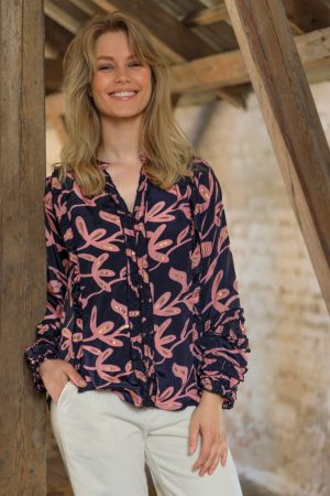 Black Colour - Bcluna Blouse With Mini Frills - Black Passion