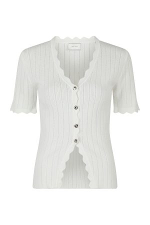 Forudbestilling - Neo Noir - Larifa Stitch Knit Tee 165311 - 120 - White