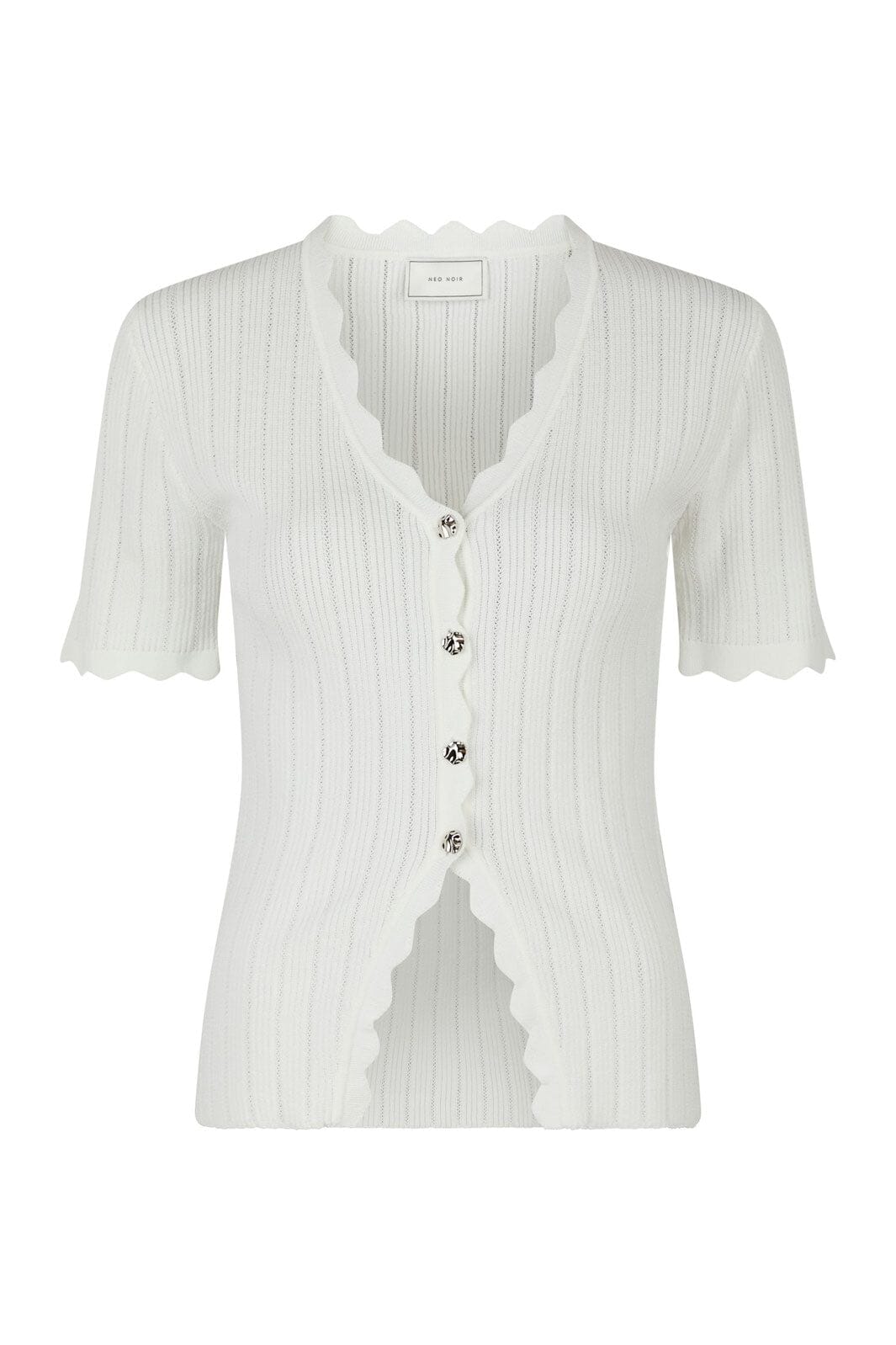 Forudbestilling - Neo Noir - Larifa Stitch Knit Tee 165311 - 120 - White