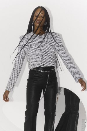Gestuz - Amilinagz Jacket 10909601 - 106885 Blacknwhite Lurex Twill Mode