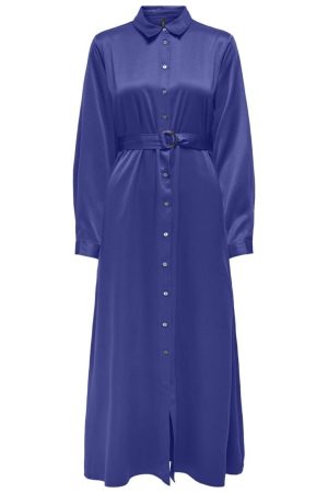 Only - Onljane Life L/S Belt Shirt Dress - 4663020 Clematis Blue Hot på udsalg