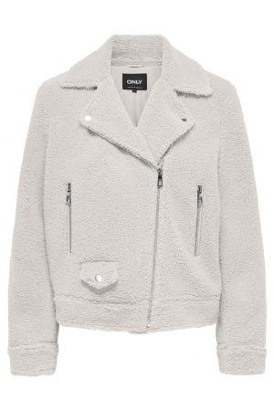 Only - Onlrio Teddy Biker Jacket Cc - 4577747 White Sand