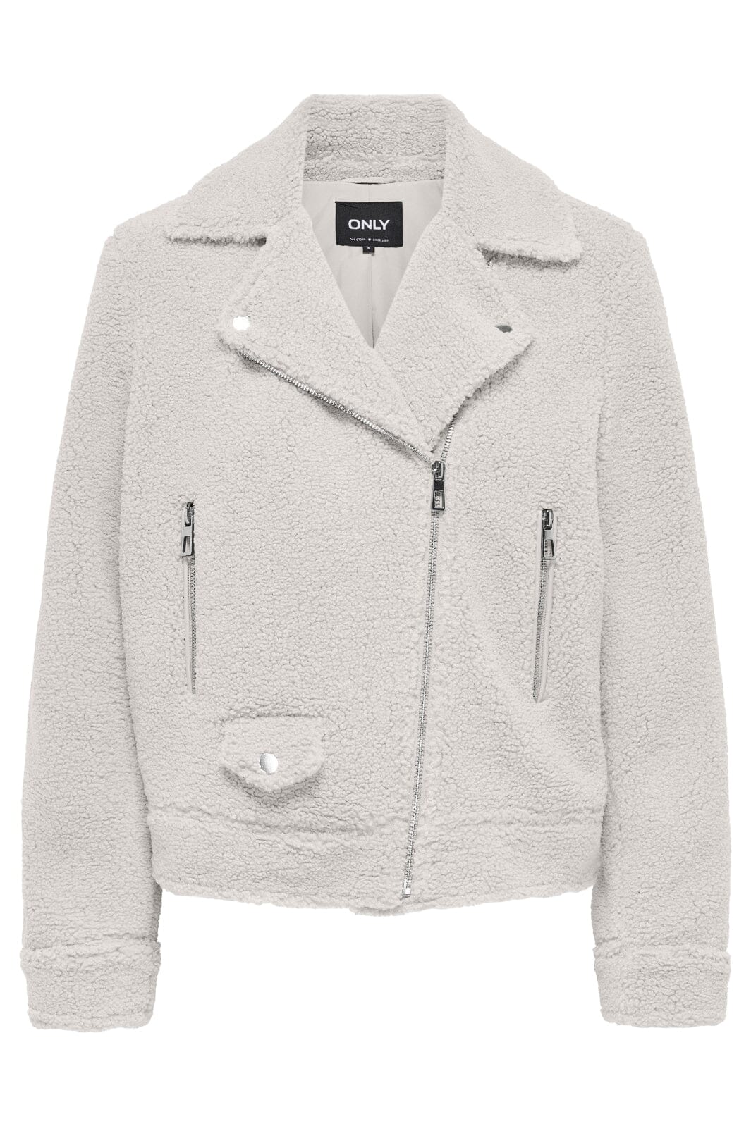 Only - Onlrio Teddy Biker Jacket Cc - 4577747 White Sand