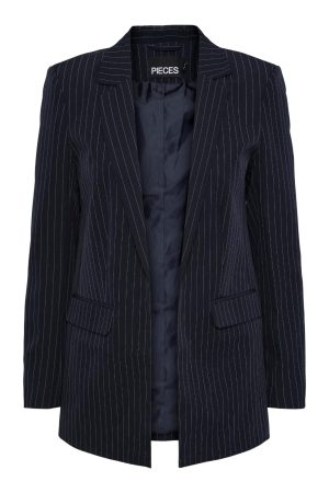 Pieces - Pcbossy Ls Loose Striped Blazer Noos - Sky Captin Pinstripe