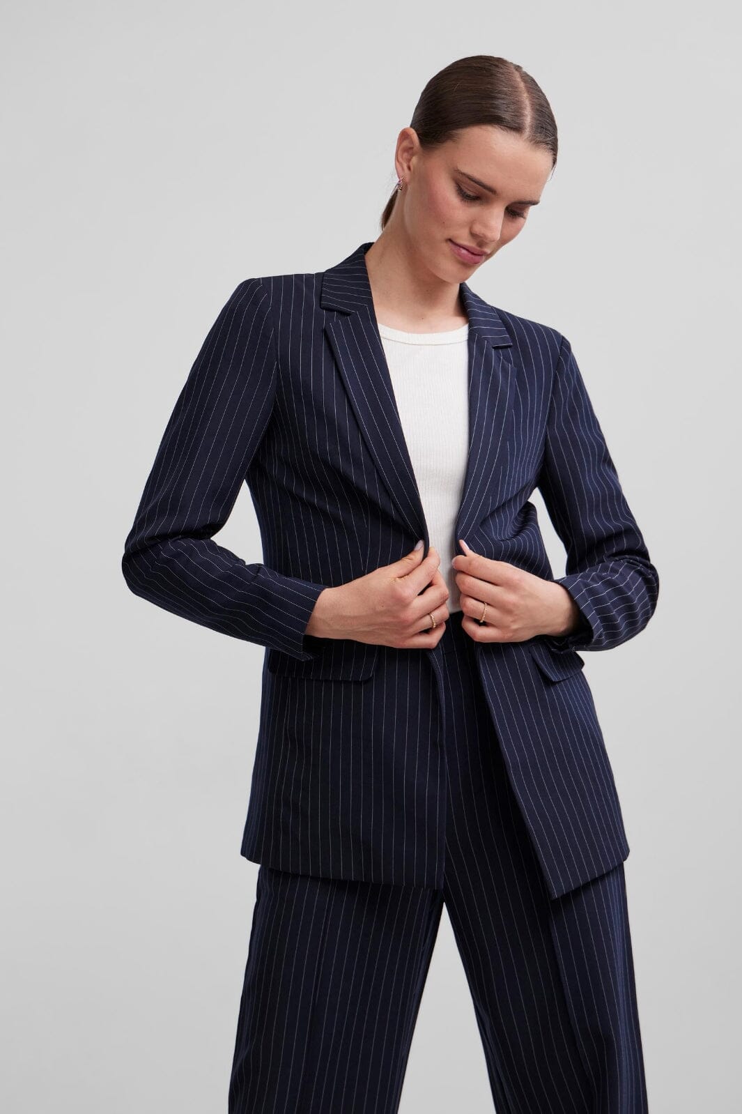 Pieces - Pcbossy Ls Loose Striped Blazer Noos - Sky Captin Pinstripe