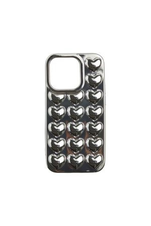Pieces - Pcniva Phone Cover Box - 4757783 Silver Colour Iphone 14 Pro/St2/Hearts på udsalg