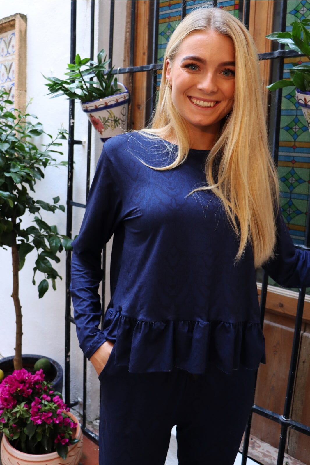 liberte-alma-ls-frill-t-shirt-9557-navy-lala_0.jpg Liberte - Alma Ls Frill T-Shirt 9557 - Navy Lala