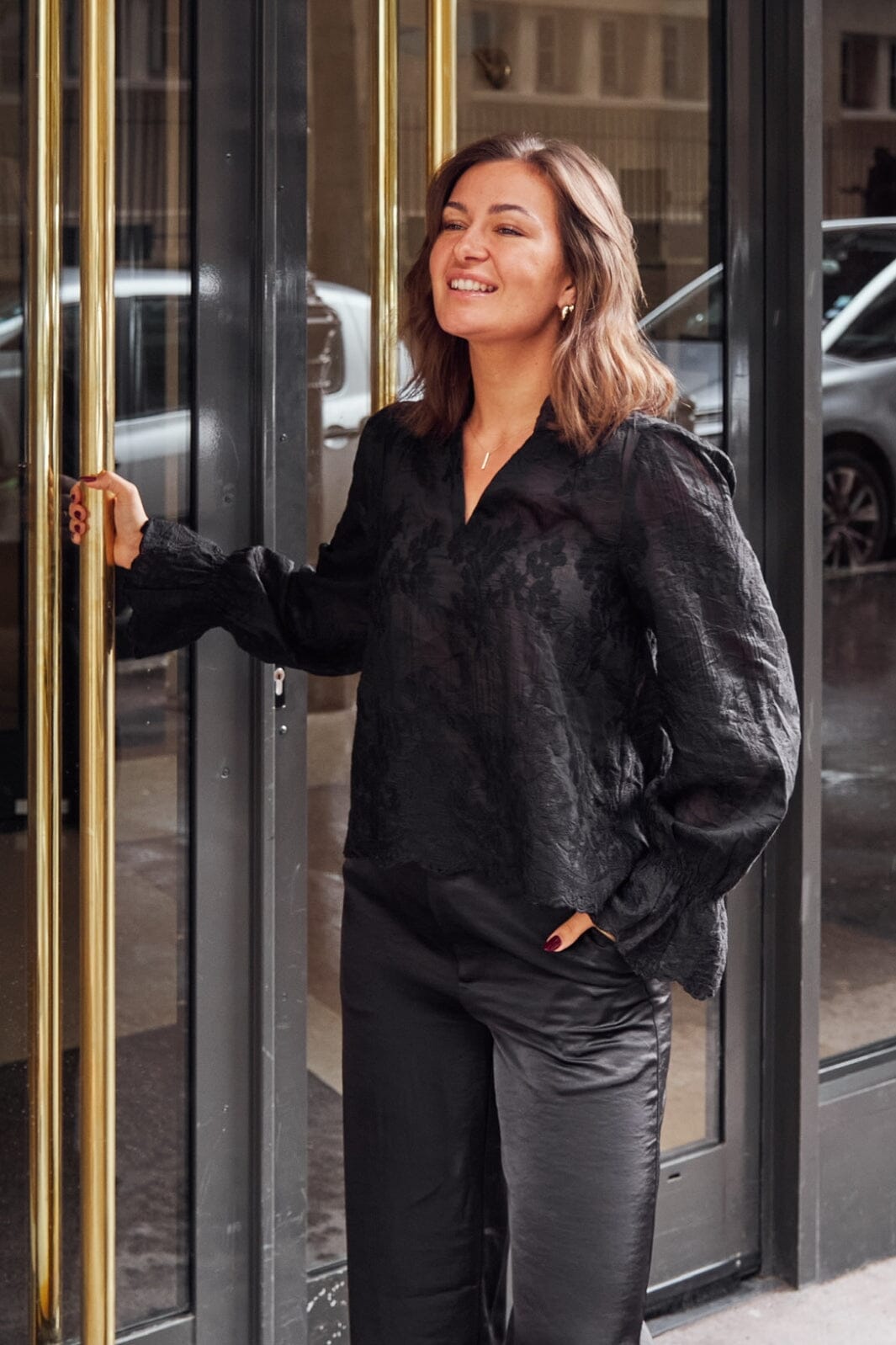 Neo Noir - Amara Big Embroidery Blouse - Black