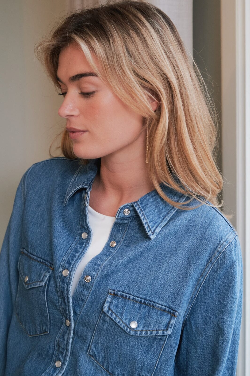 Forudbestilling - Neo Noir - Roger Denim Shirt 162889 - 843 - Vintage Blue